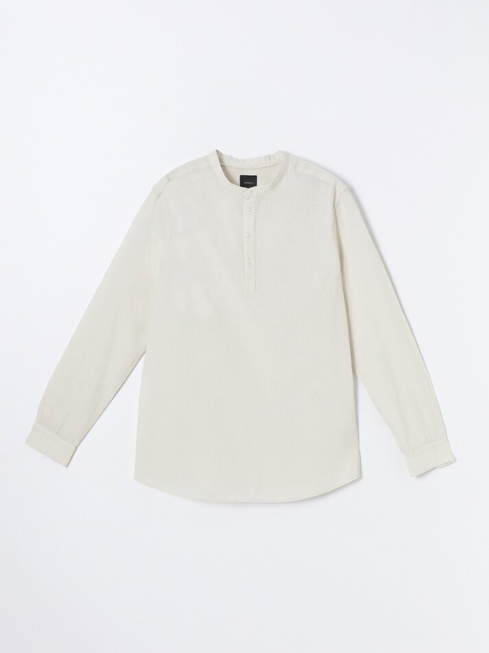 Camisa de algodão e linho - Areia