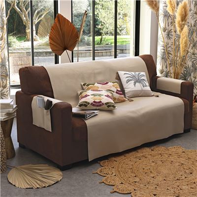 Coussin broderie géométrique multicolore