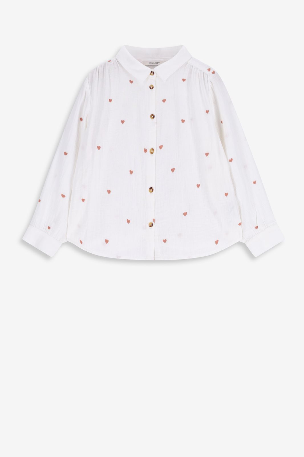 Witte blouse met embroidery hartjes