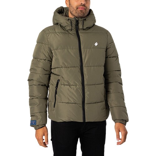 Superdry - Chaqueta Acolchada Deportiva Con Capucha Verde