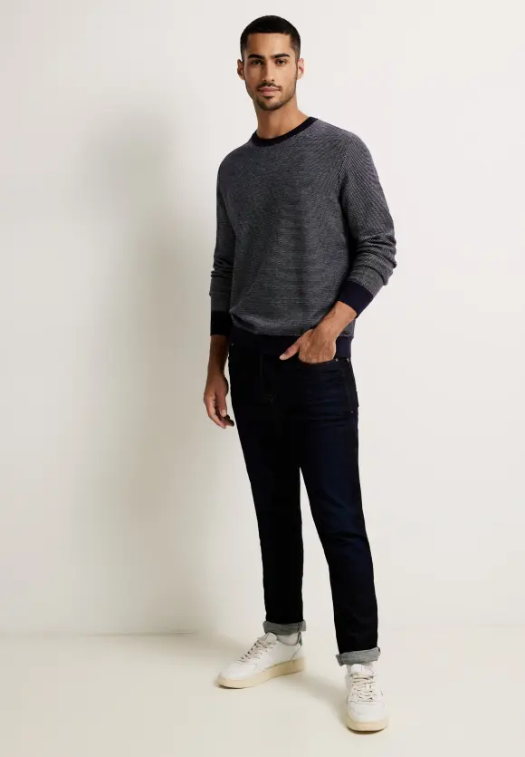Pullover in Birdseye-Optik - nightshadow blue