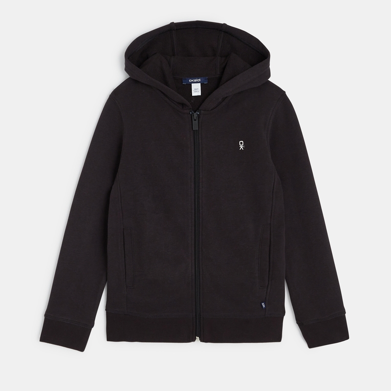 Sweat-shirt uni à capuche noir garçon