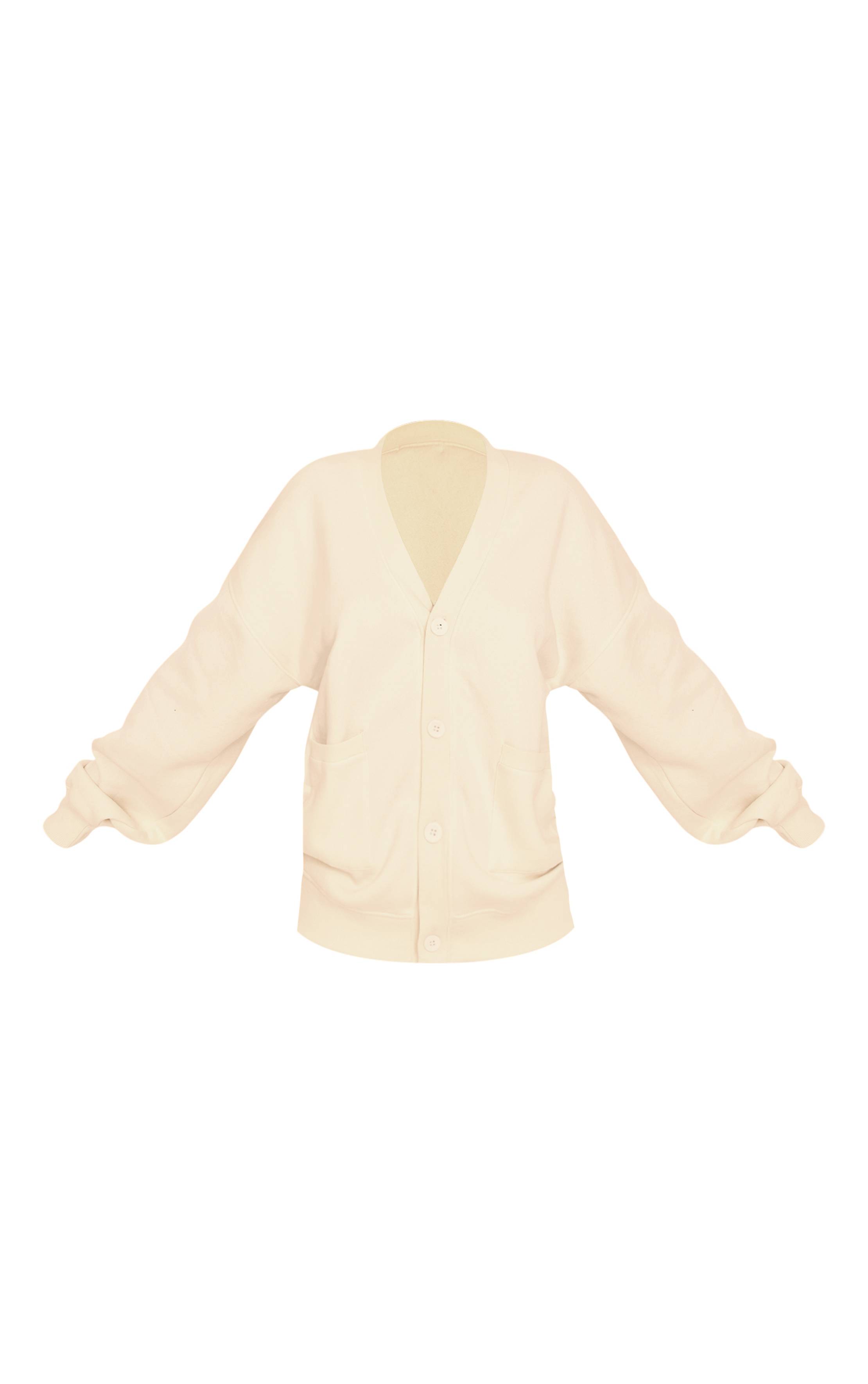 Crème Cardigan En Molleton Avec Poches Et Boutonnage Devant