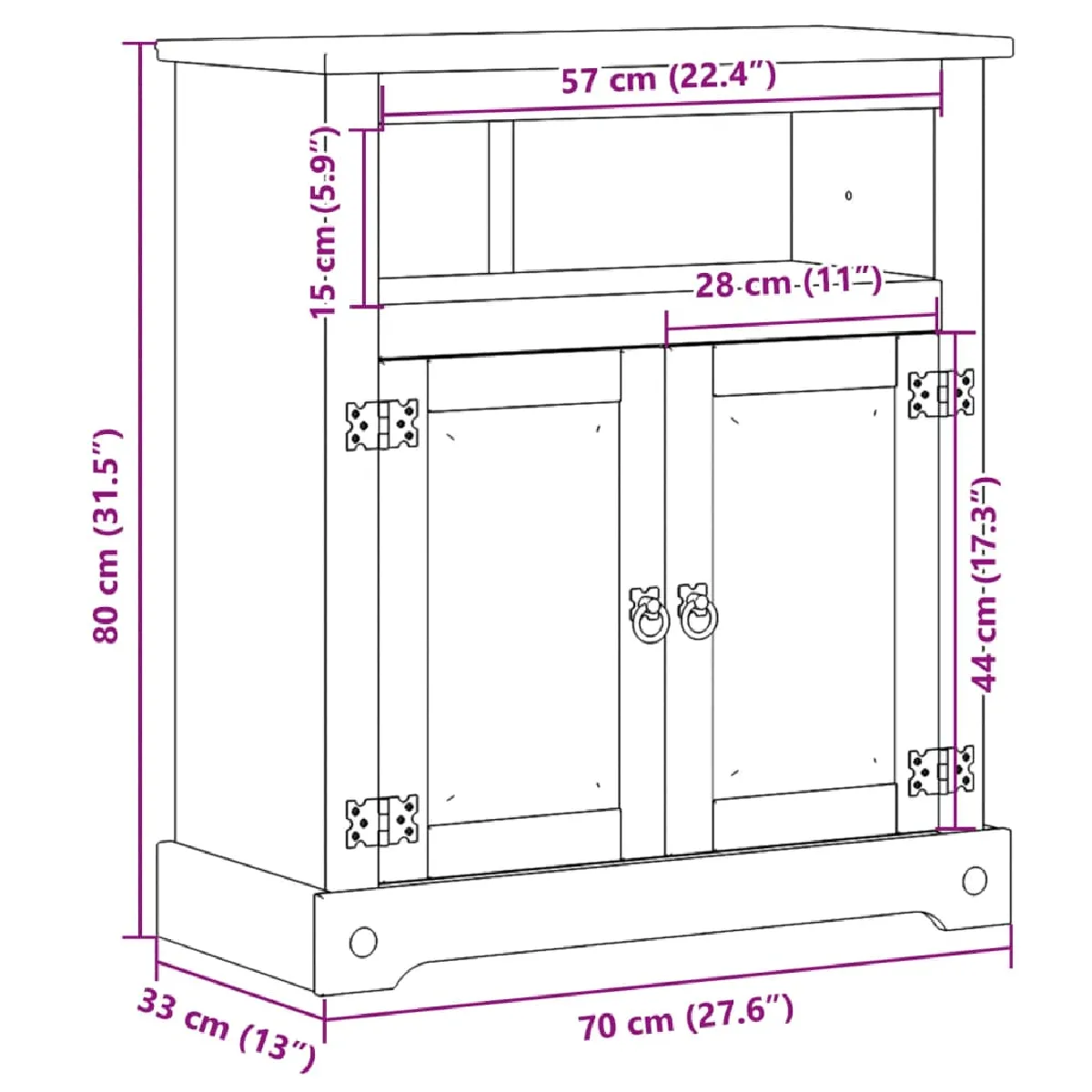 vidaXL Armoire de salle de bain - Corona Pin Massif