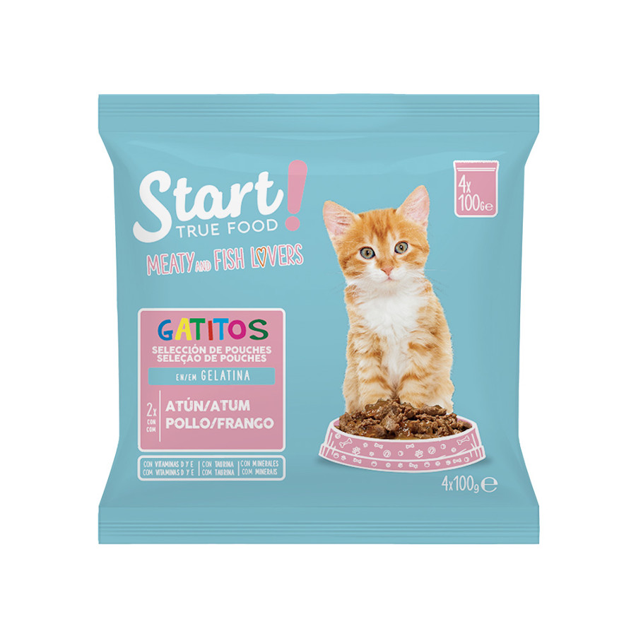 Ração Start Kitten Mix com Gelatina de Frango e Atum em sachês – Pacote com 4 unidades