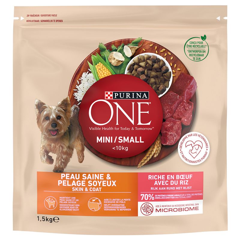 PURINA ONE Mini Peau Saine & Pelage Soyeux bœuf