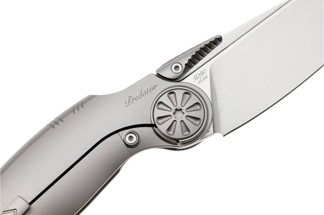 Rike Knife Predator Satin Böhler M390, Titanium, zakmes