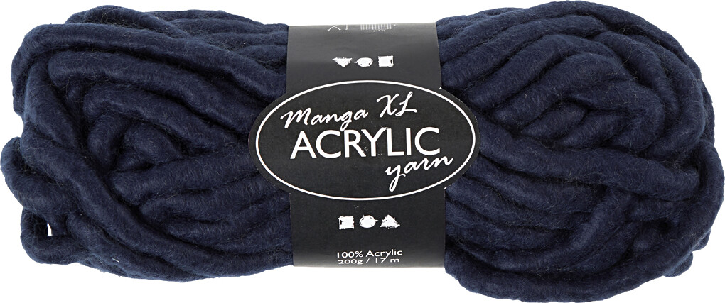 Xl Kæmpe Akryl Garn - Polyacryl - L 17 M - Manga - Mørk Blå 200 G