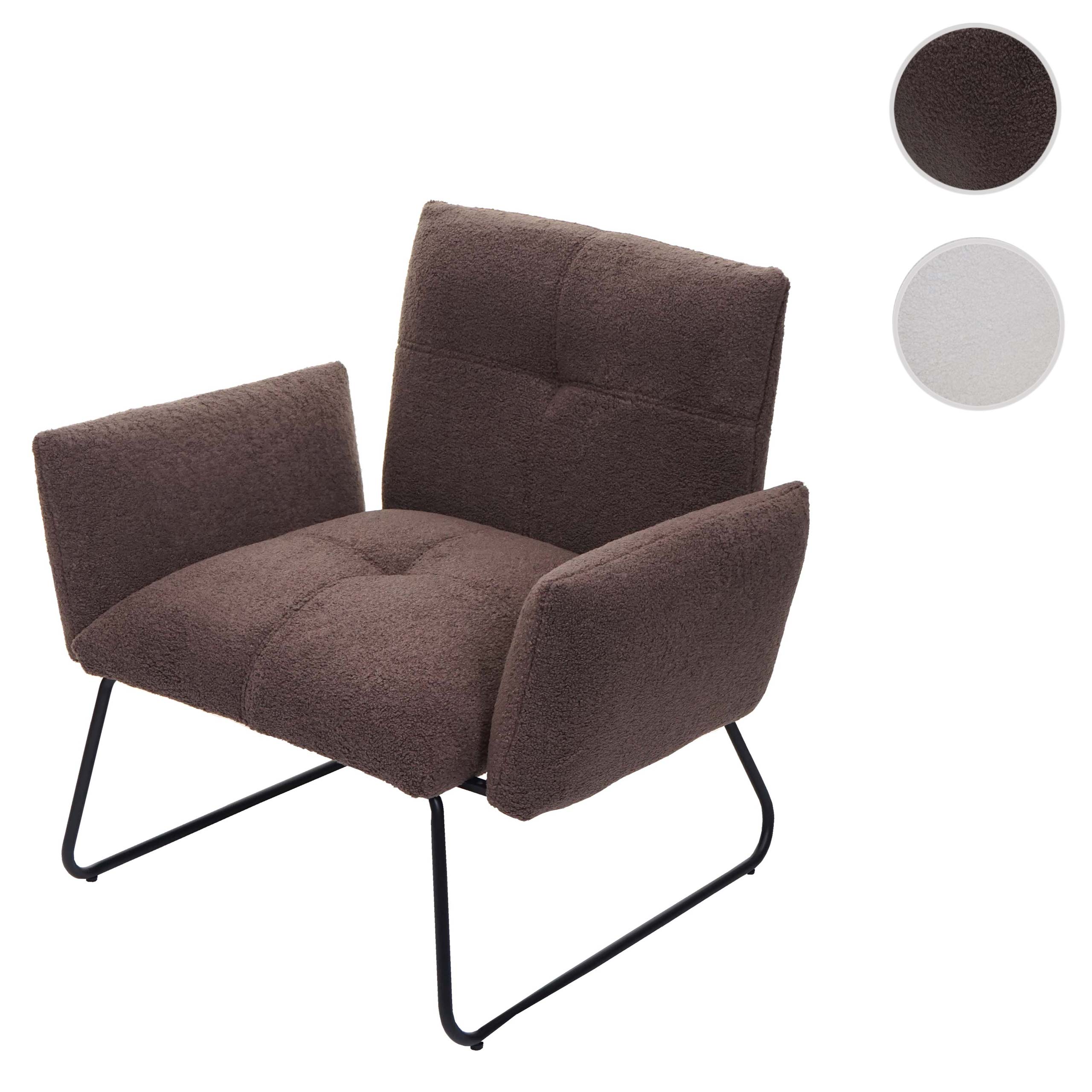 Lounge-Sessel MCW-K34, Cocktailsessel Sessel, Bouclé Stoff/Textil MVG-zertifiziert ~ braun