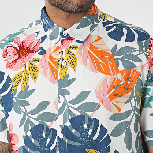 Chemise Manches Courtes Blanc Floral