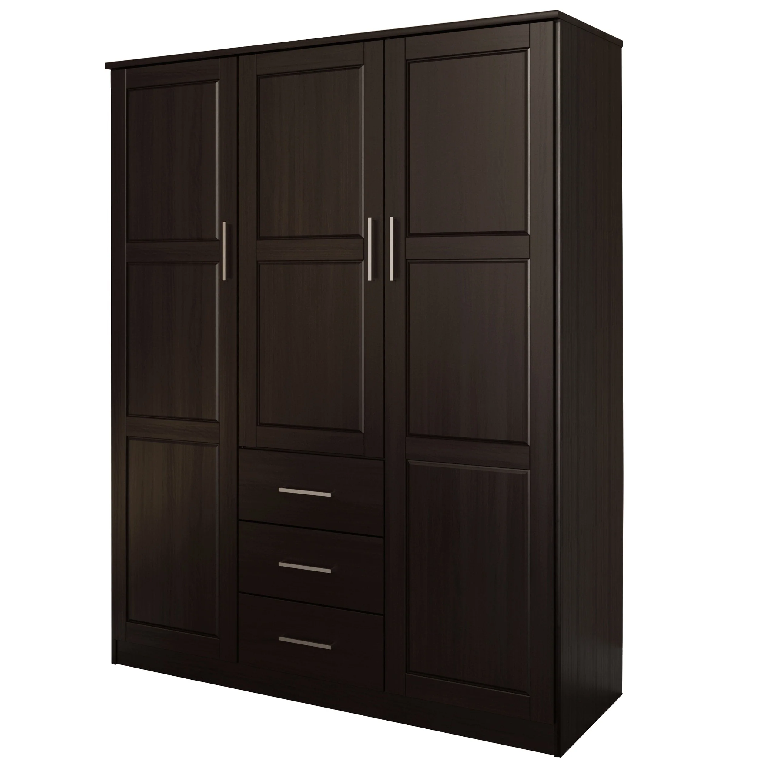 Palace Imports 100% Solid Wood Cosmo 3-Door Wardrobe Armoire with Solid Wood or Mirrored Doors