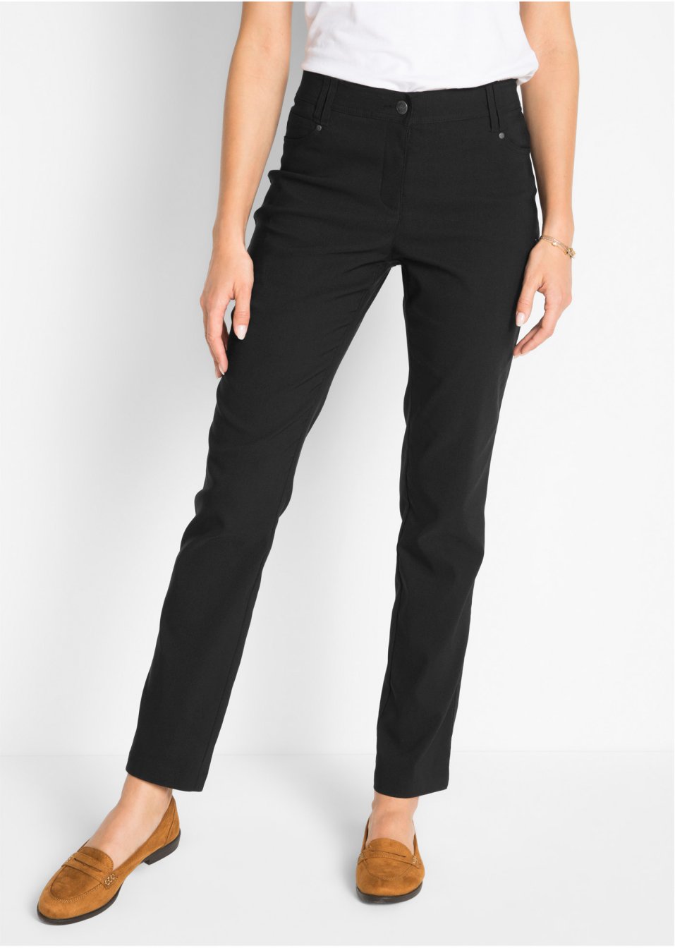 Pantalon extensible en bengaline avec taille confortable, Straight
