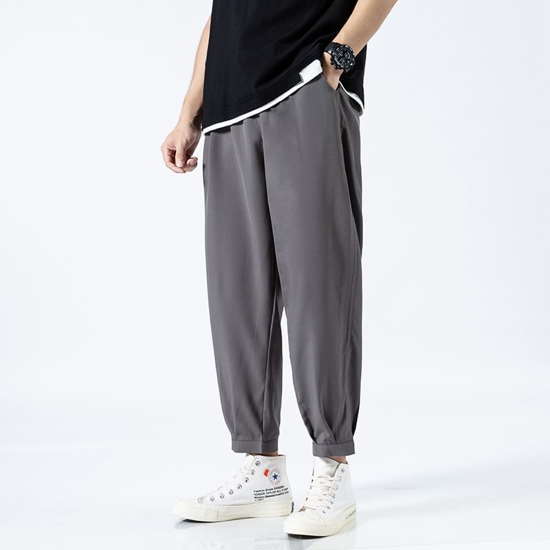 Blueforce - Effen cropped harembroek met trekkoord in de taille