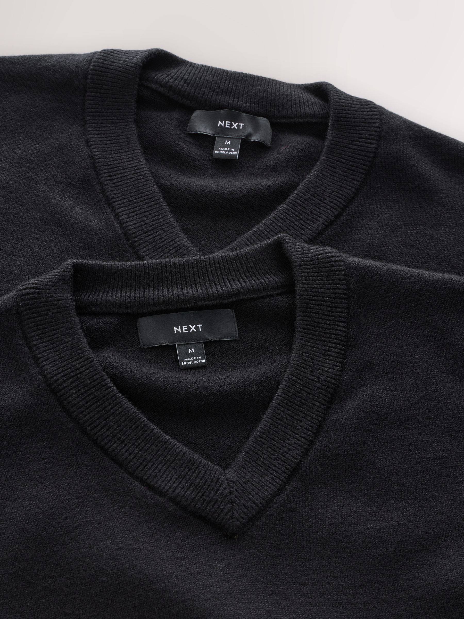 Zwart - Regular Fit Soft Touch V-Neck Jumpers 2 Pack