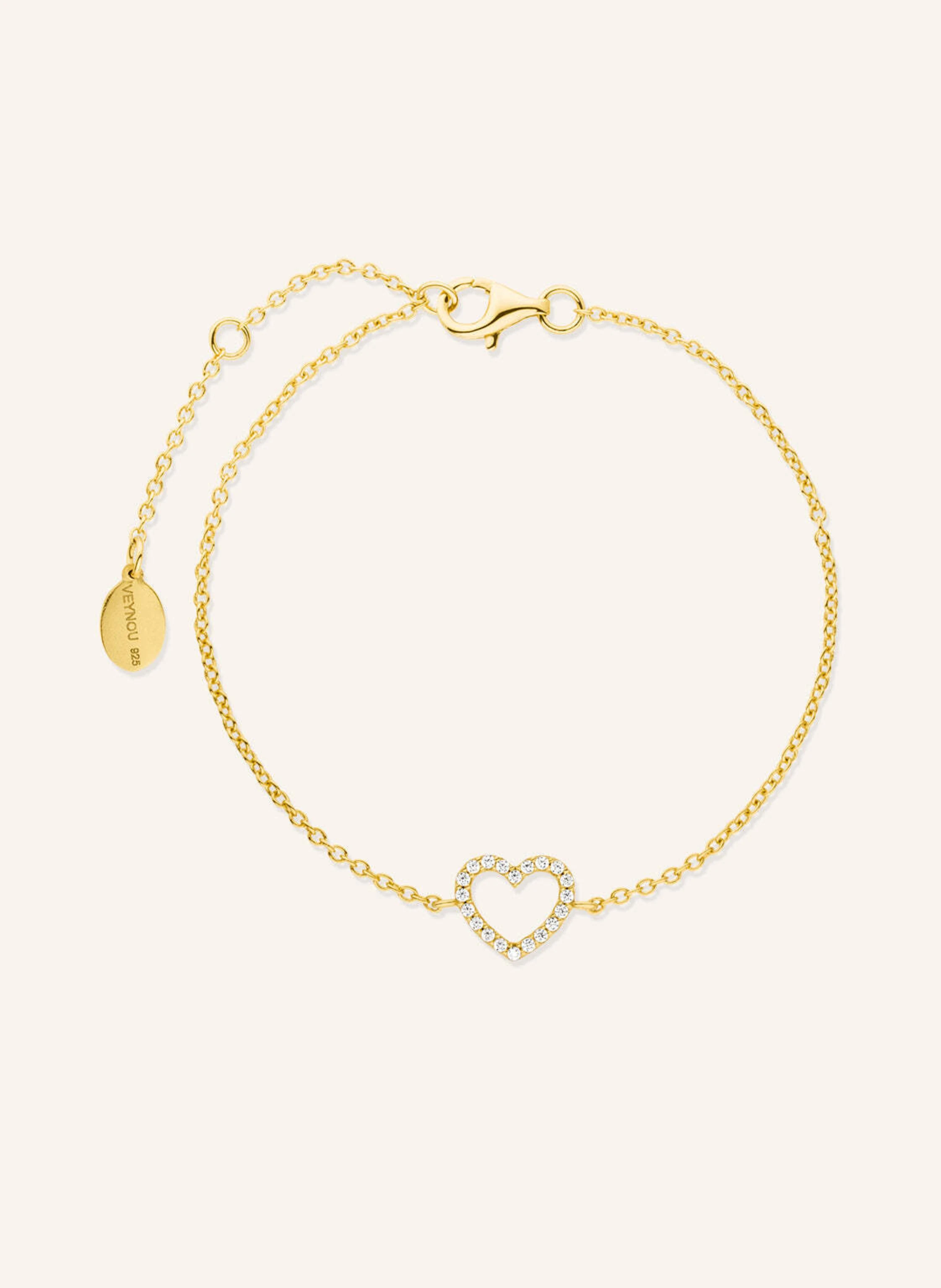 VEYNOU Armband HERZ aus 14 Karat Gelbgold und lab-grown Diamanten
