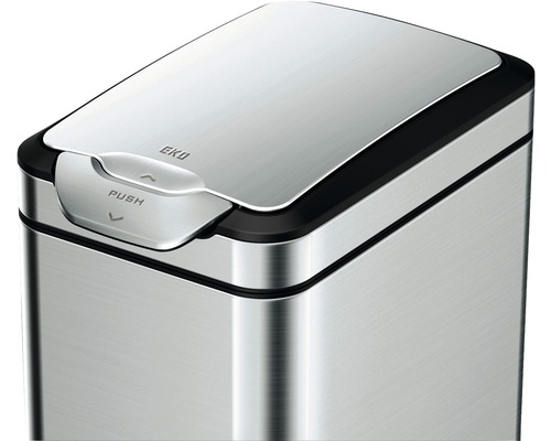 EKO Tina Touch 30L afvalbak met scharnierend deksel, mat zilver