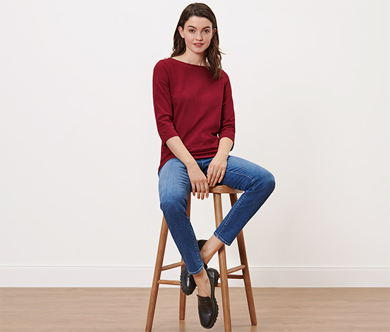 Shirt mit 3/4-Arm, bordeauxrot