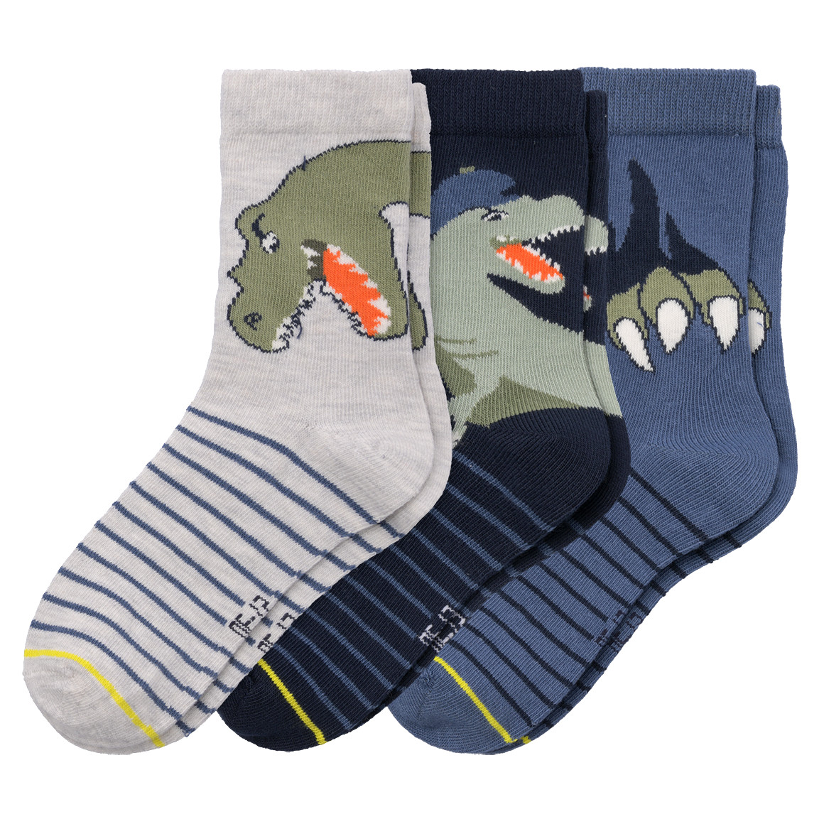 Topolino 3 Paar Jungen Socken mit Dinos cremeweiss / blau / dunkelblau