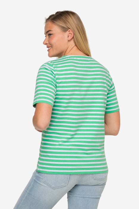 T-Shirt, Classic Fit, Streifen, Rundhals, Halbarm