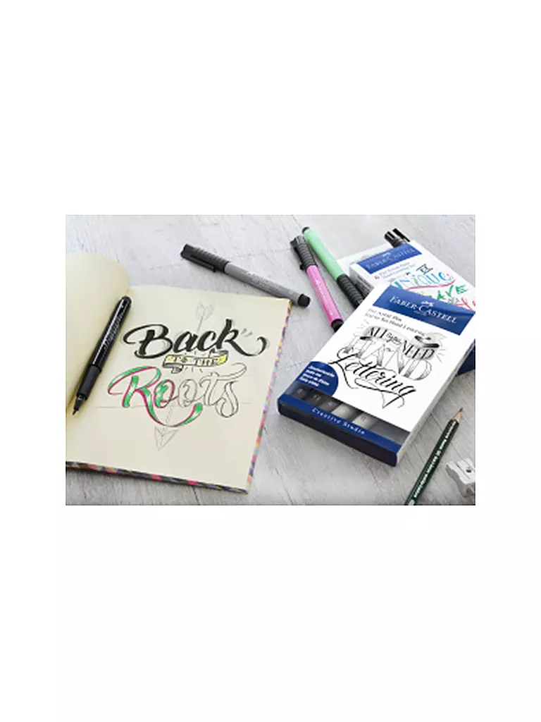 FABER-CASTELL Pitt Artist Pen Tuschestift, 6er Etui Lettering, Grüntöne keine Farbe