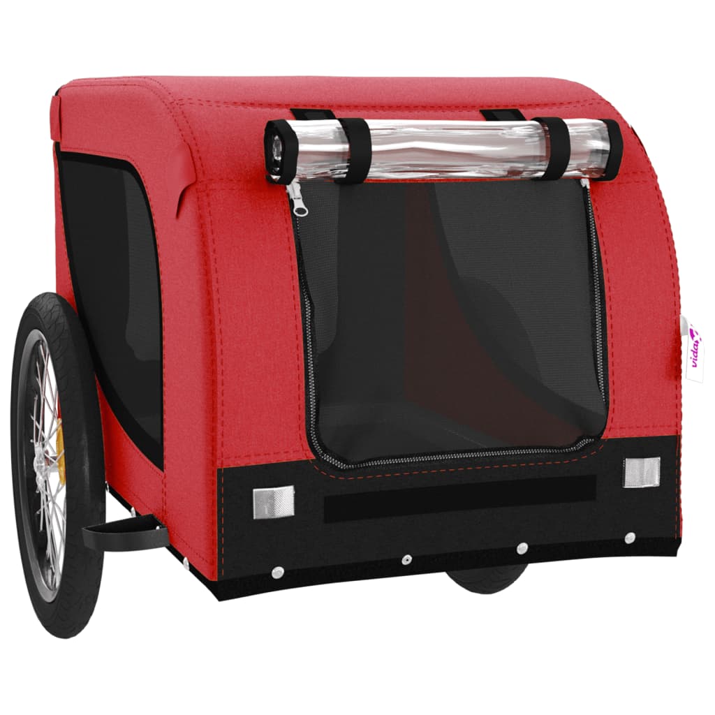 vidaXL Reboque para Cães de Bicicleta em Tecido Oxford de Ferro Vermelho e Preto
