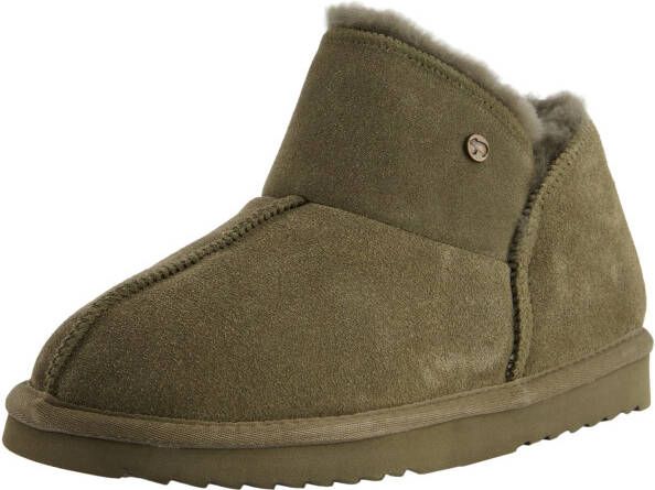 Warmbat Australia gevoerde suède pantoffels mosgroen