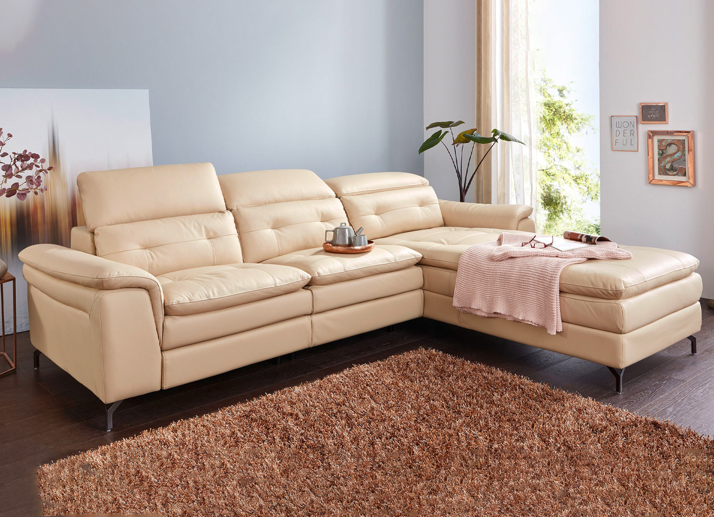 Leder-Polsterecke mit Relax-Funktion