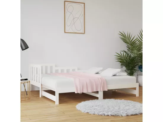 Lit coulissant Blanc 2x(90x190) cm Bois de pin massif