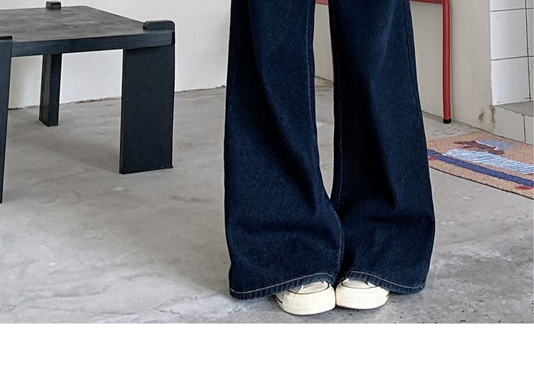 Horrysonie - Mid Rise Washed Wide Leg Jeans