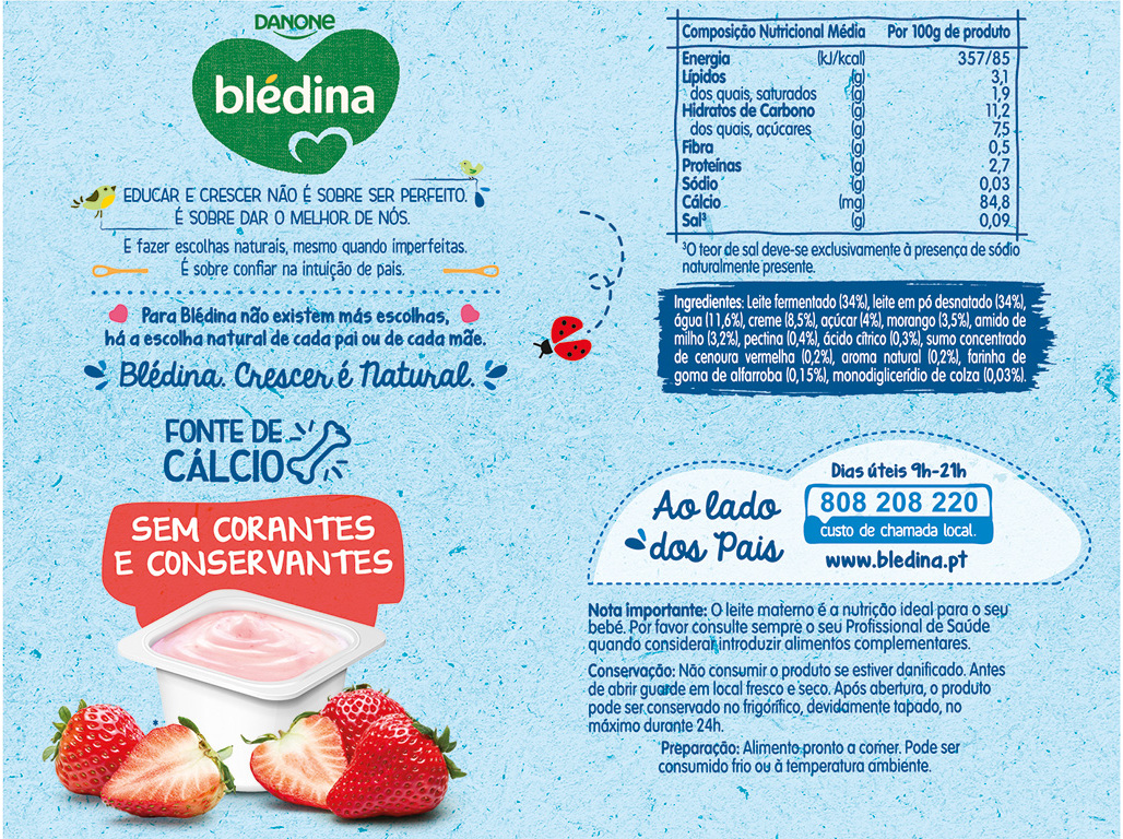 SOBREMESA LÁCTEA BLEDINA IOGOFRUTA MORANGO 4X95G