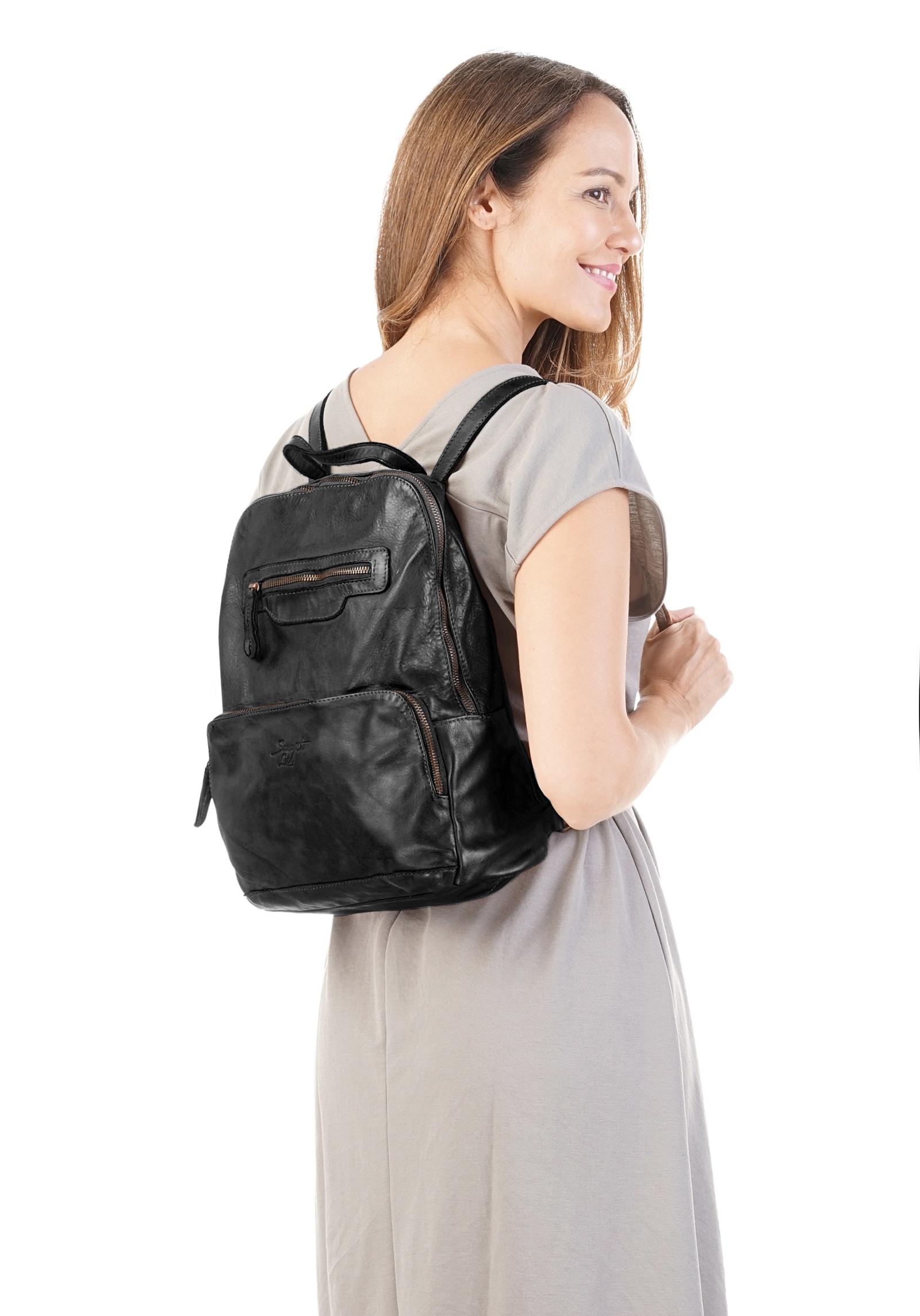 Samantha Look Cityrucksack echt Leder, Made in Italy