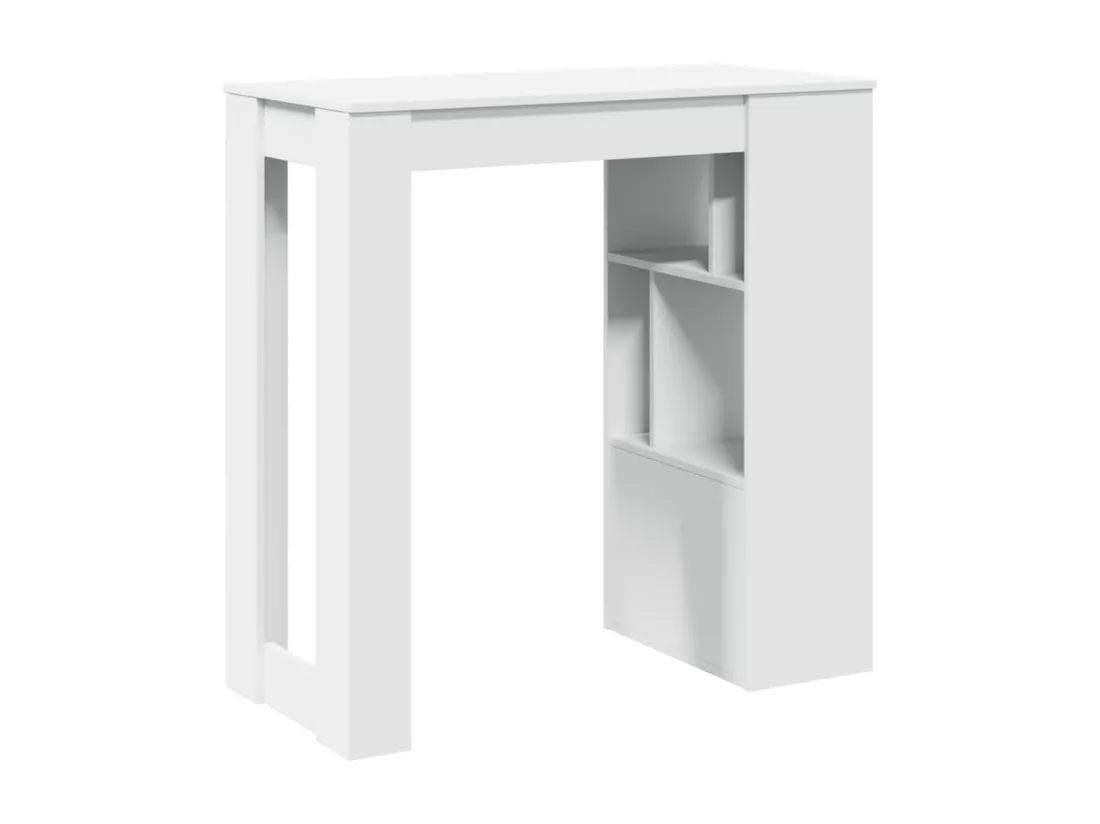 Table de bar avec étagères blanc bois d'ingénierie