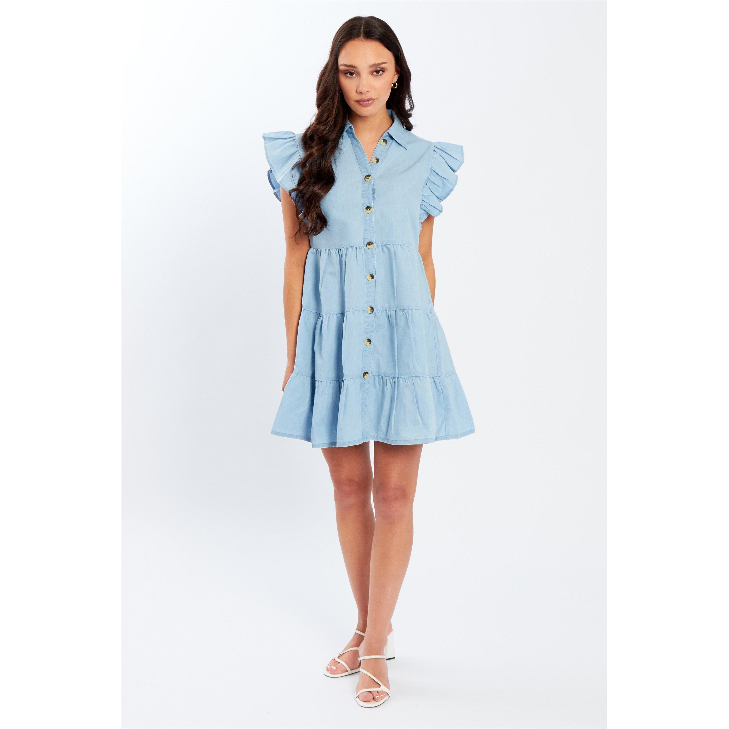 Be You Tiered Tiered Chambray Dress
