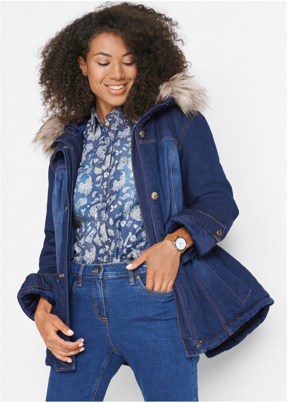 Veste en jean rembourrée en polyester recyclé