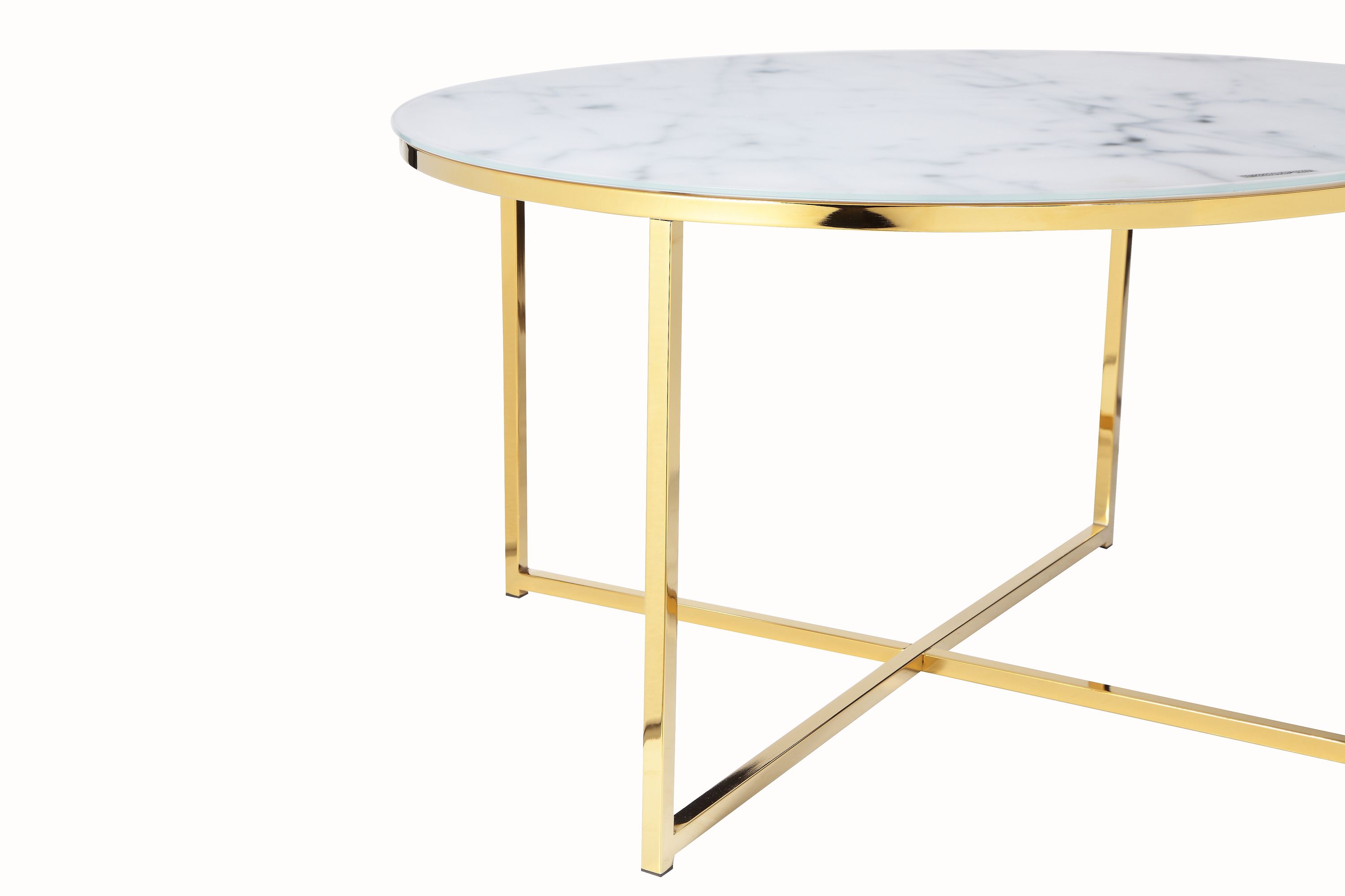 Couchtisch Ø80cm Marmor Optik Glastisch Sofatisch Beistelltisch Wohnzimmer Tisch