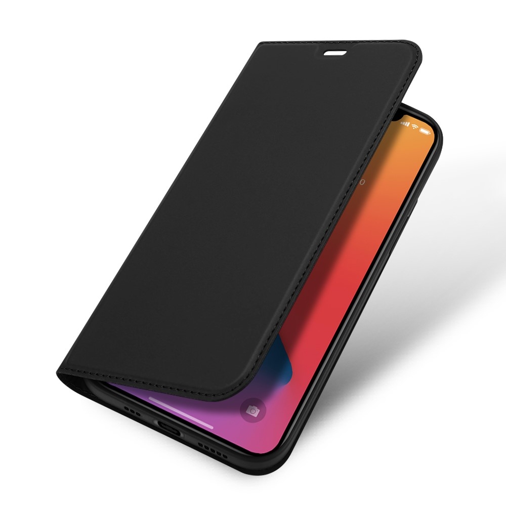 iPhone 12 / iPhone 12 Pro Flip Wallet Cover Leder Tasche - Schwarz