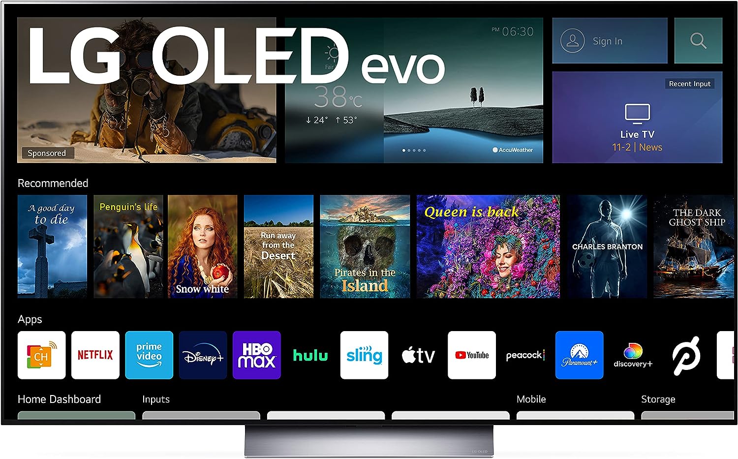 Smart TV LG Série C2 de 55 polegadas OLED evo OLED55C2PUA, 2022 - TV 4K com Inteligência Artificial, Alexa integrada, Prata Escuro