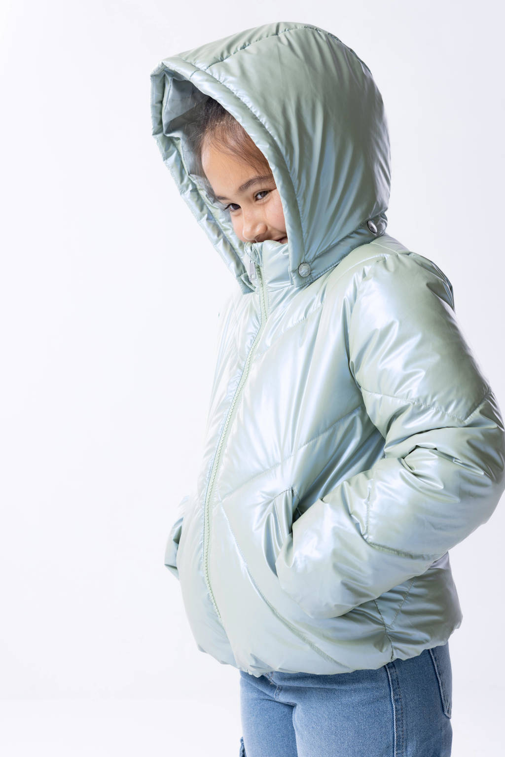 ONLY gewatteerde winterjas KOGJODIE metallic mintgroen