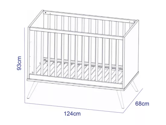 Lit bébé Seventies Bois et blanc