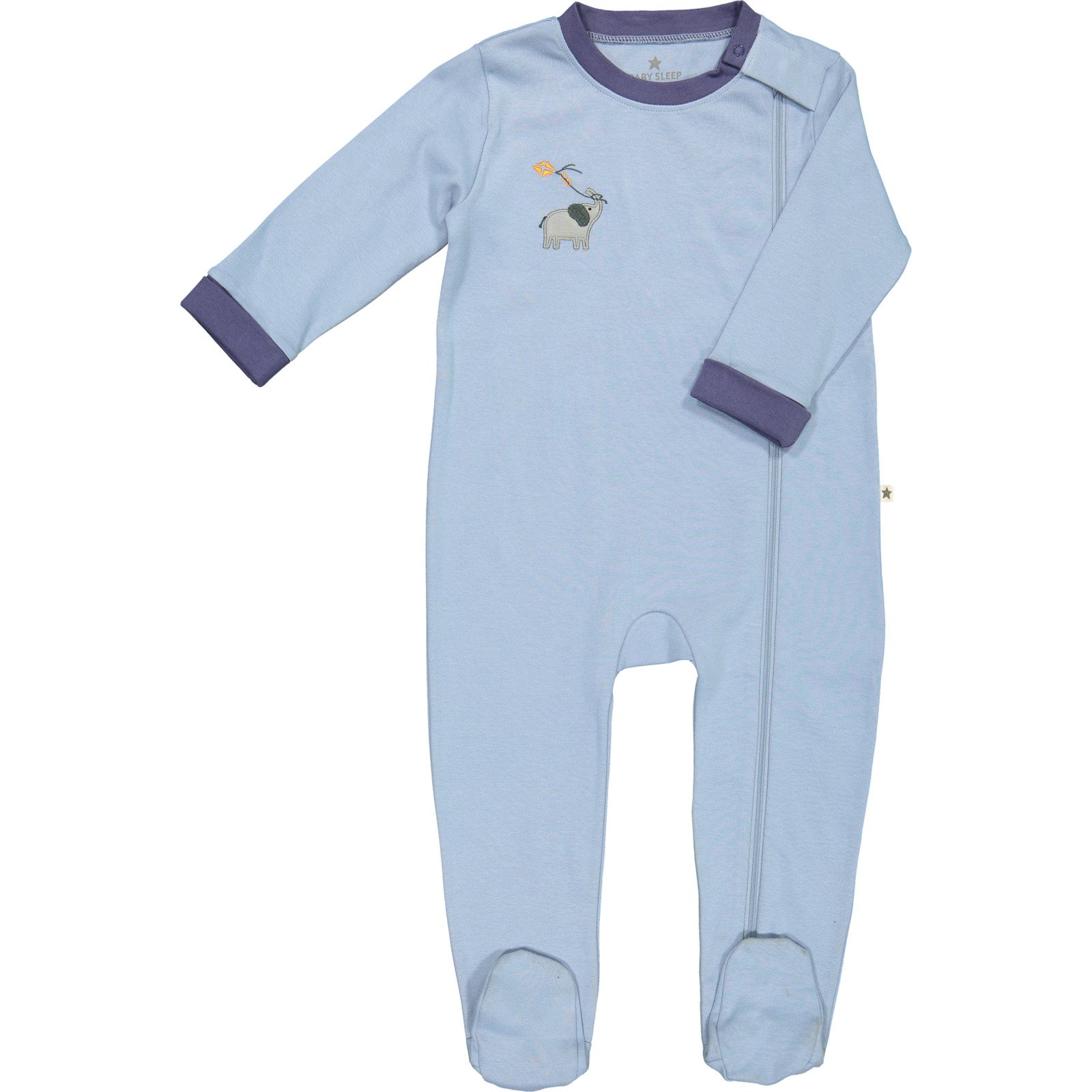 Baby Pyjama mit Fuss, Elefant blau