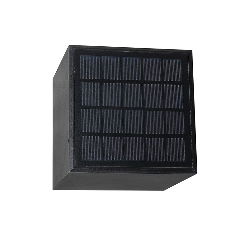 Buiten wandlamp zwart met dimlicht en sensor op solar - Charlotte