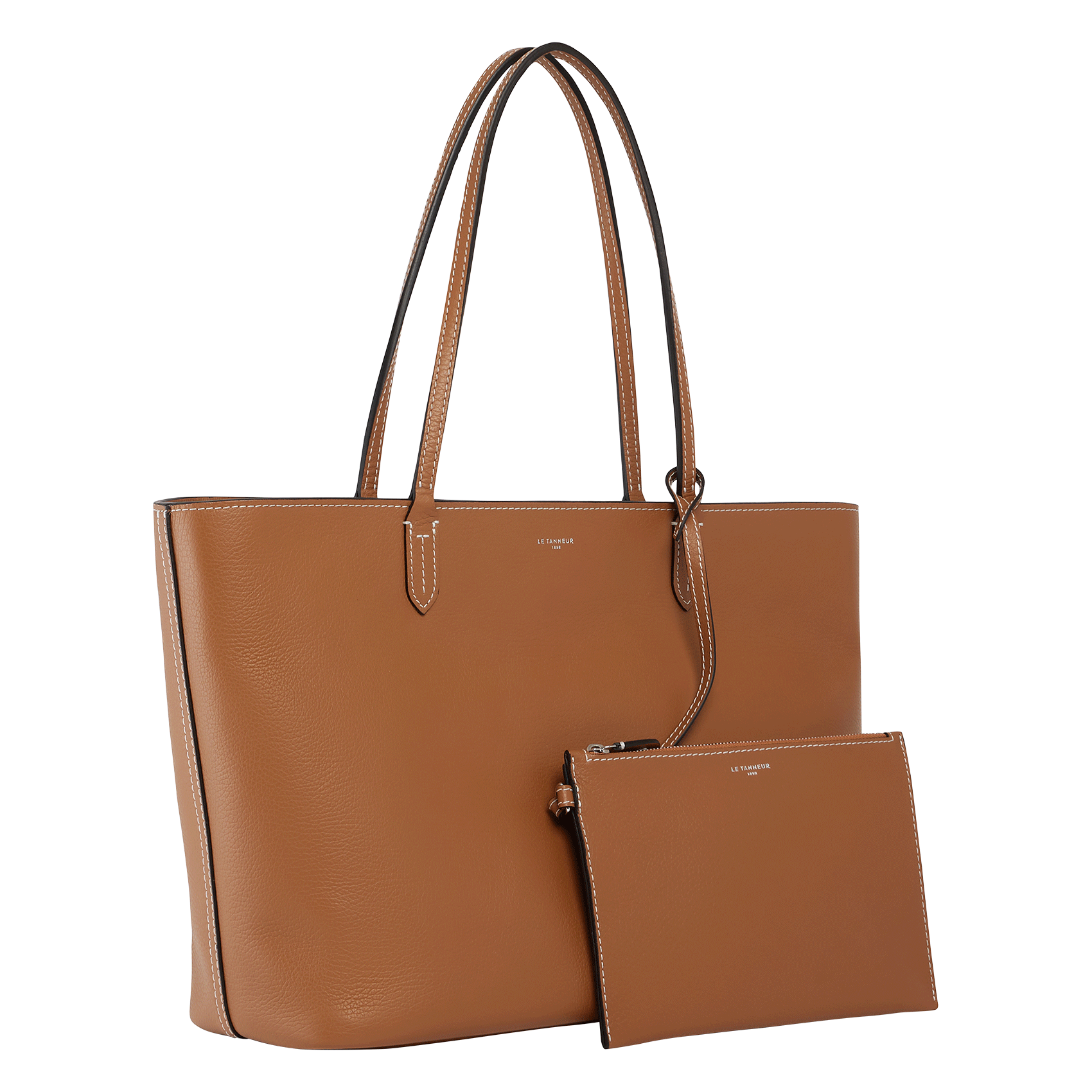LOUISE - Sac porté épaule en cuir grainé | Marron