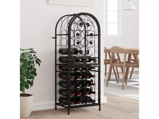 Casier à bouteilles 41 bouteilles noir 45x36x120 cm fer forgé