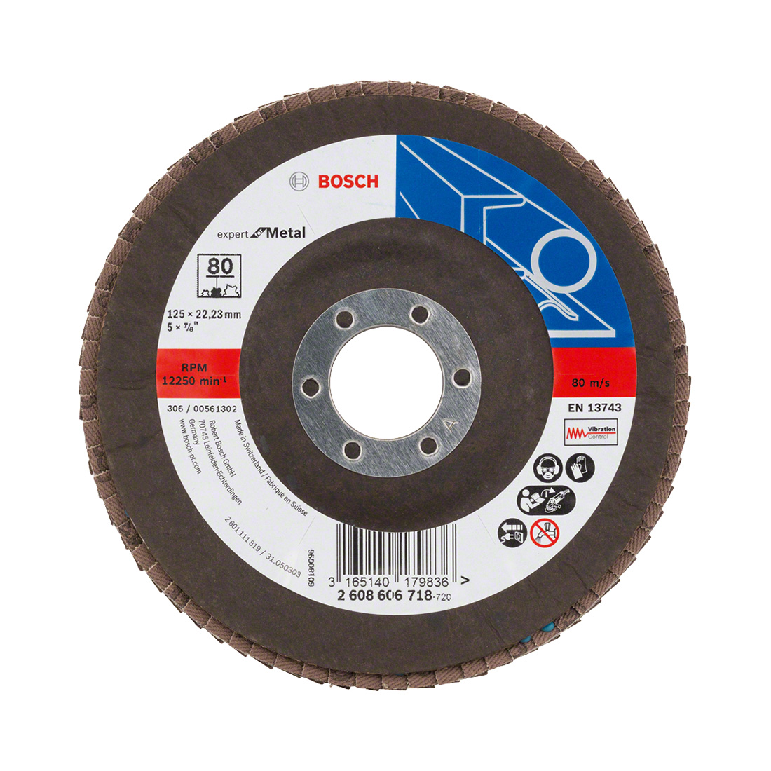 Bosch Fächerschleifscheibe X551 Expert for Metal, 125mm K80