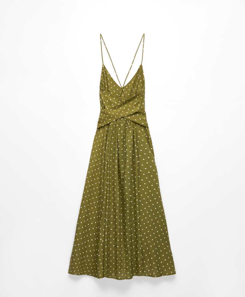 vestido maxi tomara que caia de bolinhas