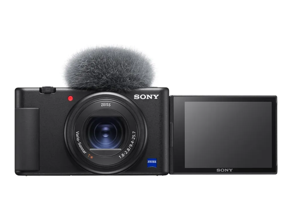 Sony VLOGCAM ZV-1A - Digitalkamera - kompakt - 20.1 MP - 4K / 30 fps - 2.7x optisk zoom - ZEISS - Wi-Fi, Bluetooth - sort