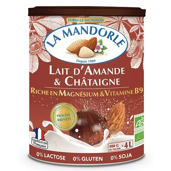 La Mandorle Bebida Instantânea com Leite de Amêndoa Orgânica e Castanha em Pó 400g