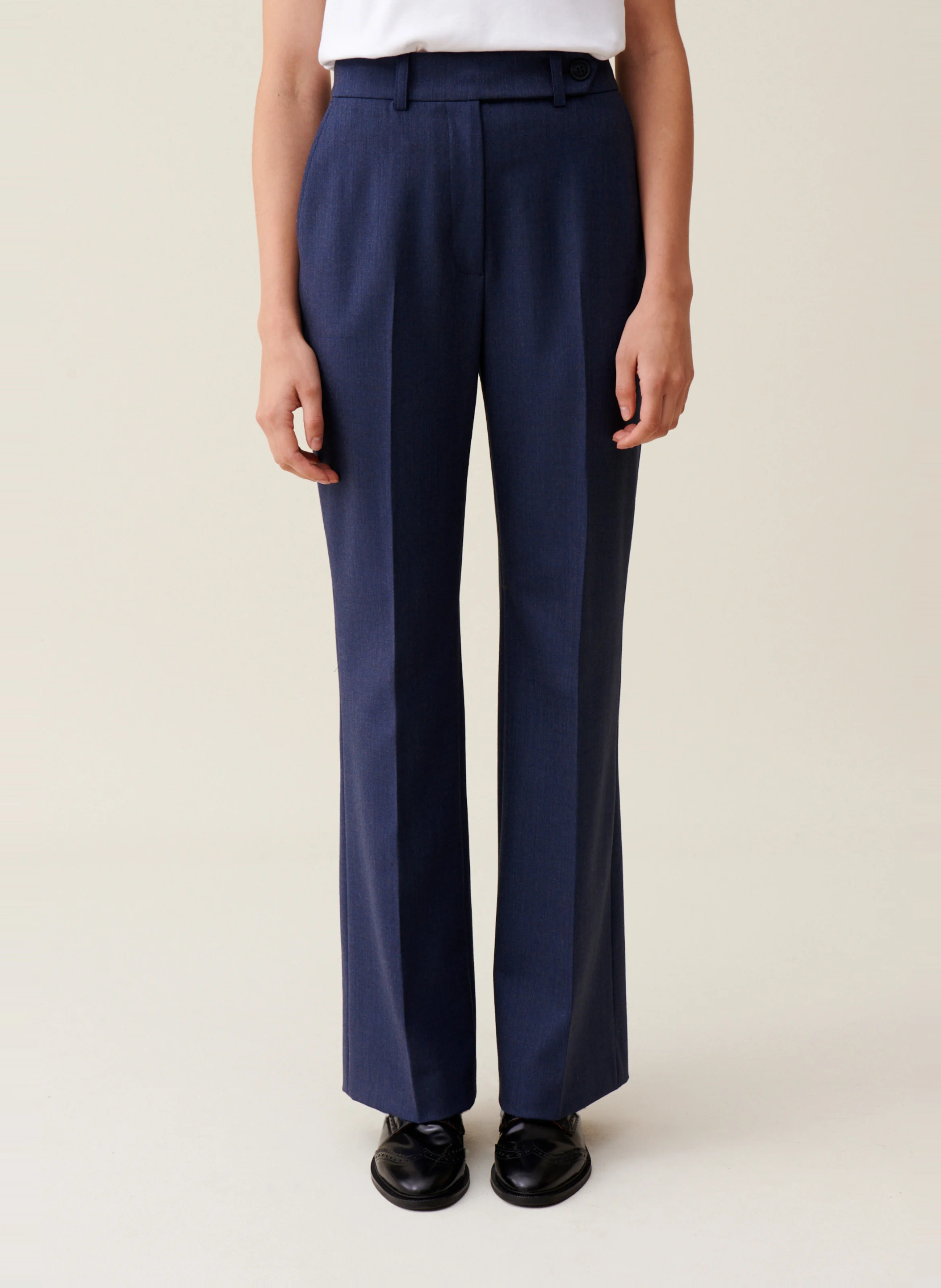 Pantalon tailleur en laine mélangée | Bleu