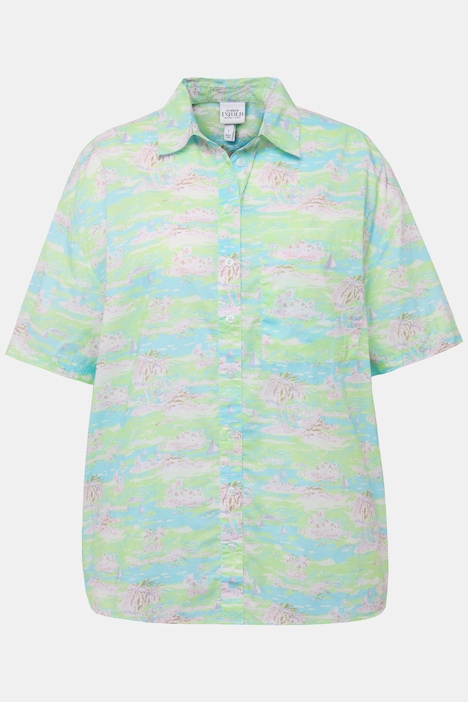 Hawaiihemd, oversized, Alloverprint, Hemdkragen, Halbarm, Unisex