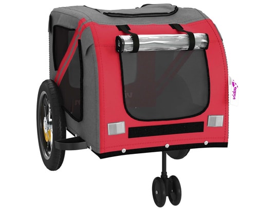 VIDAXL - Remorque de vélo pour chien rouge et noir tissu oxford et fe...